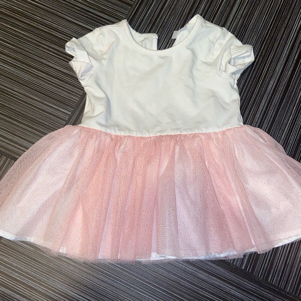 Miniclasix tutu dress tunic white pink size 18 months